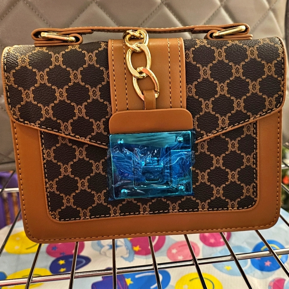 Brown and Black Patterned Shoulder Bag - Unused